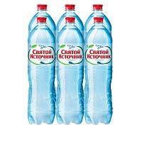 Вода «Святой Источник» 6х1,5 л, газ ПЭТ