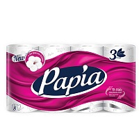 Туалетная бумага Papia делюкс 3 сл. 8 рулонов